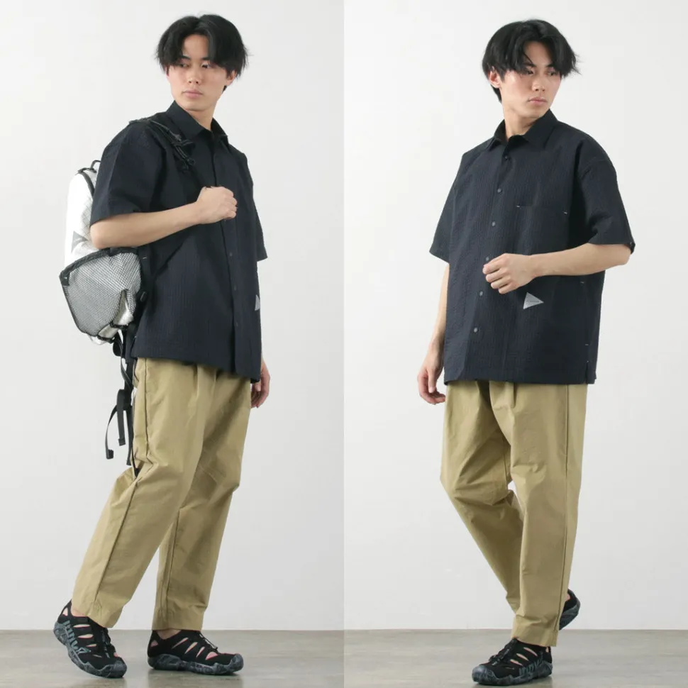 AND WANDER / Dry Soft Seersucker Short Sleeve Shirt