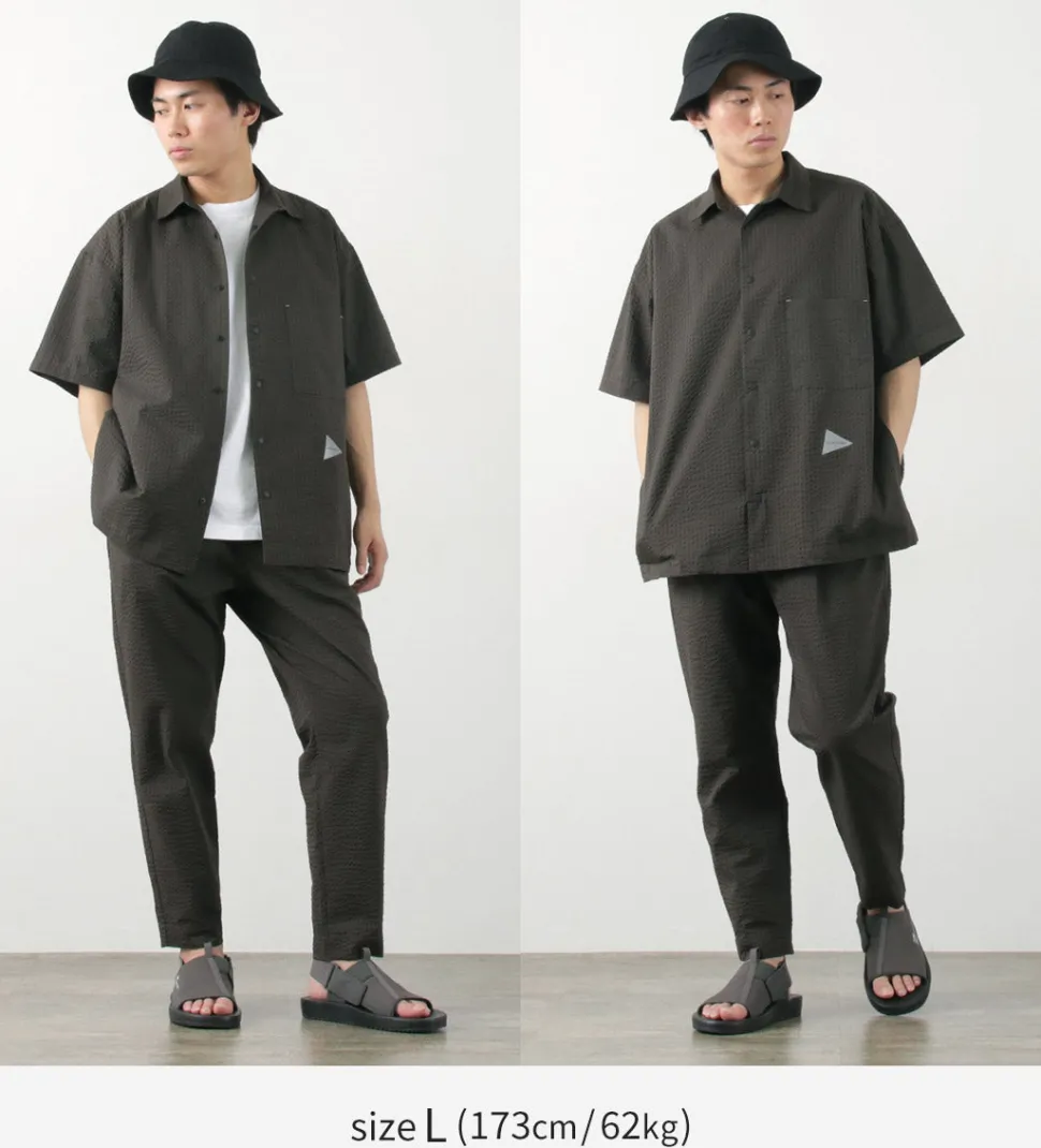 AND WANDER / Dry Soft Seersucker Short Sleeve Shirt