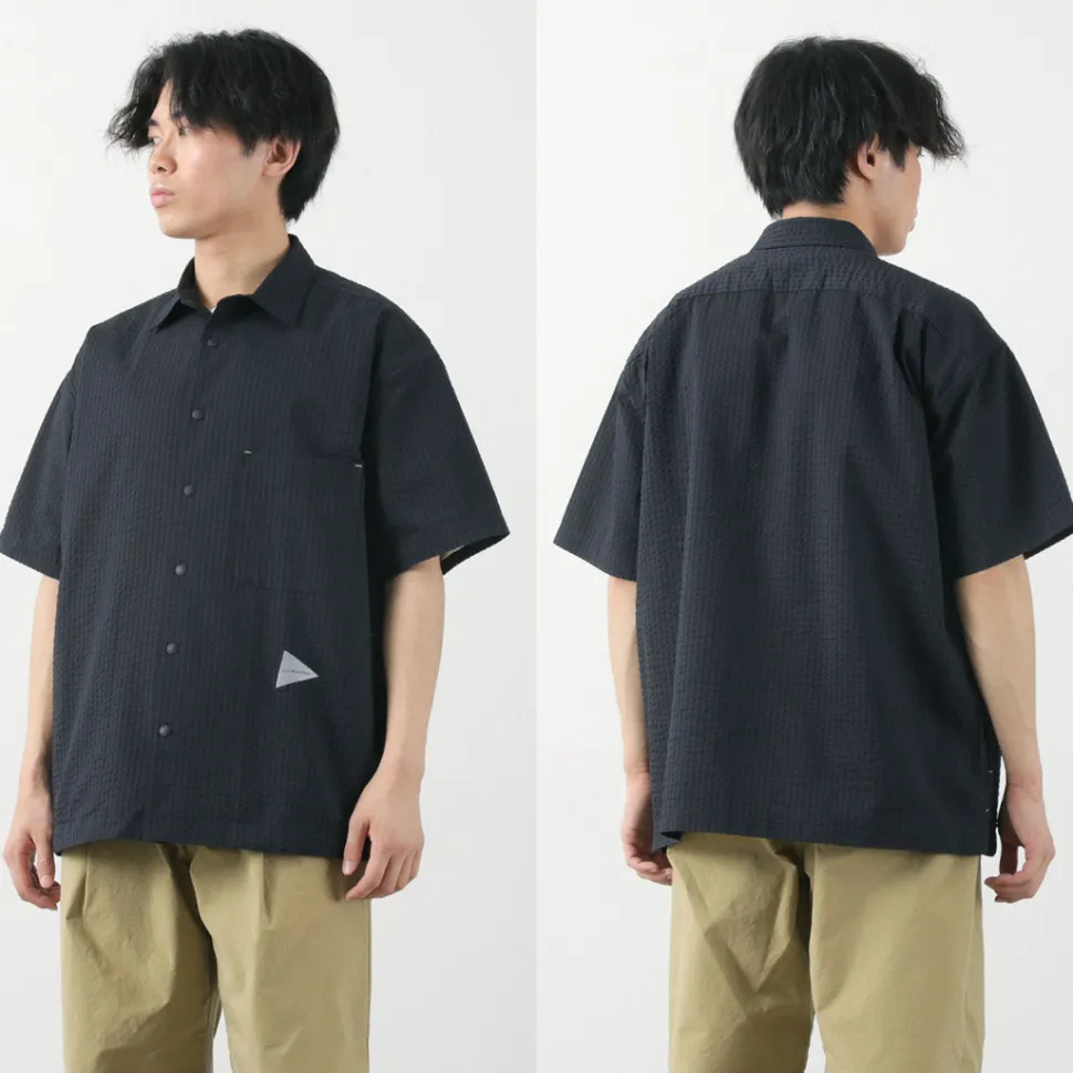 AND WANDER / Dry Soft Seersucker Short Sleeve Shirt