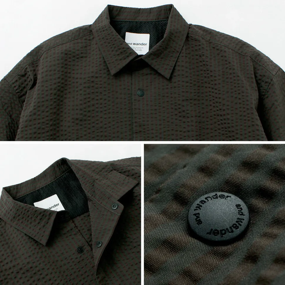 AND WANDER / Dry Soft Seersucker Short Sleeve Shirt