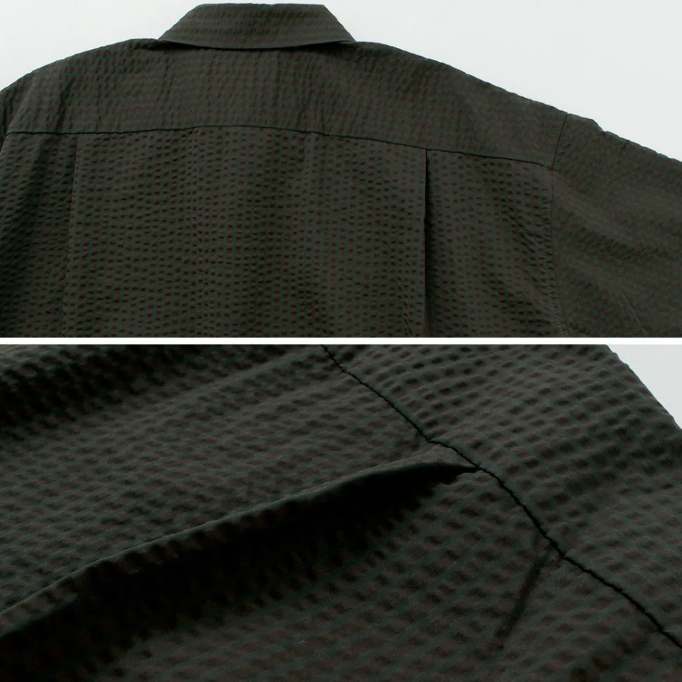 AND WANDER / Dry Soft Seersucker Short Sleeve Shirt
