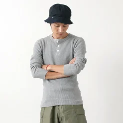 BARNS / BR-3051 Big Waffle Henley Neck Long Sleeve Thermal / T-Shirt