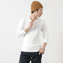 BARNS / BR-3051 Big Waffle Henley Neck Long Sleeve Thermal / T-Shirt