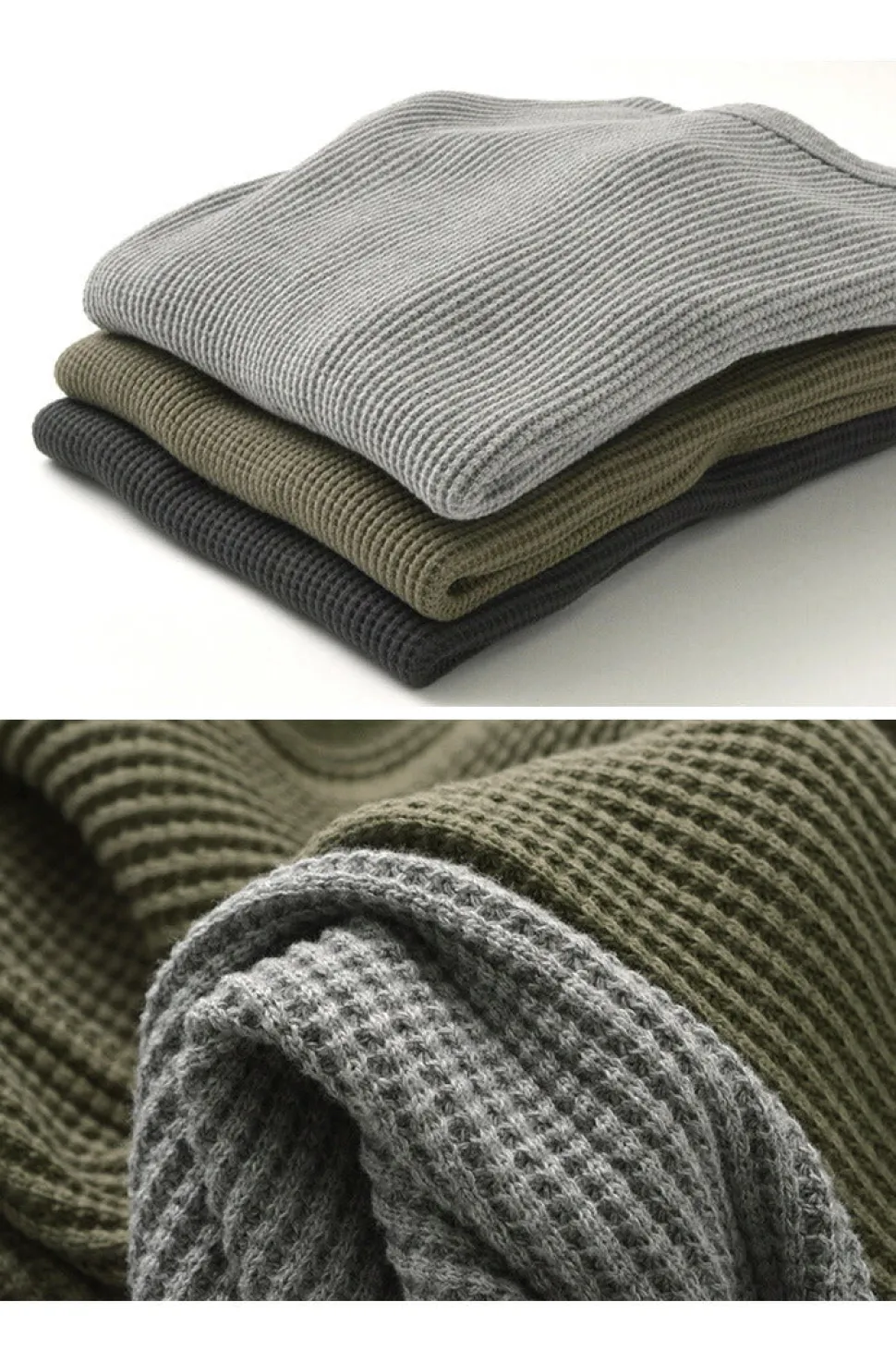 BARNS / BR-3050 Big Waffle Long Sleeve Thermal / T-shirt