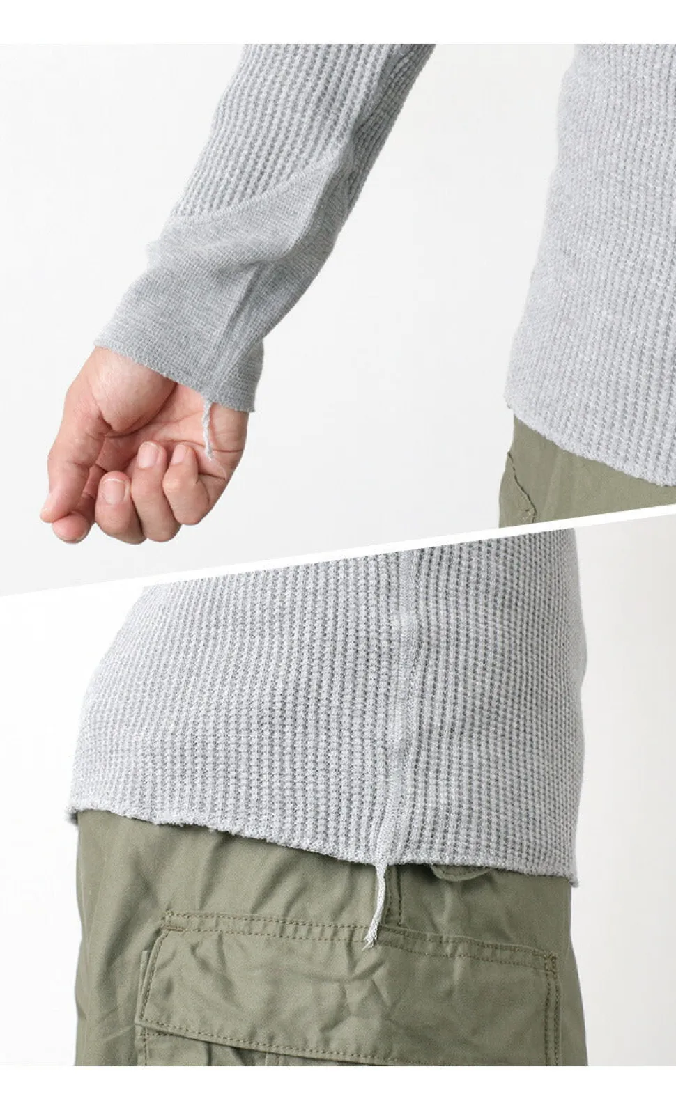 BARNS / BR-3050 Big Waffle Long Sleeve Thermal / T-shirt