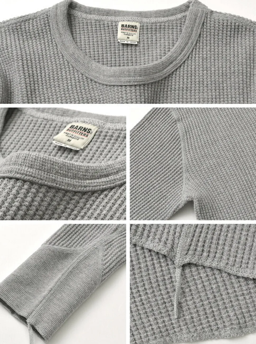 BARNS / BR-3050 Big Waffle Long Sleeve Thermal / T-shirt