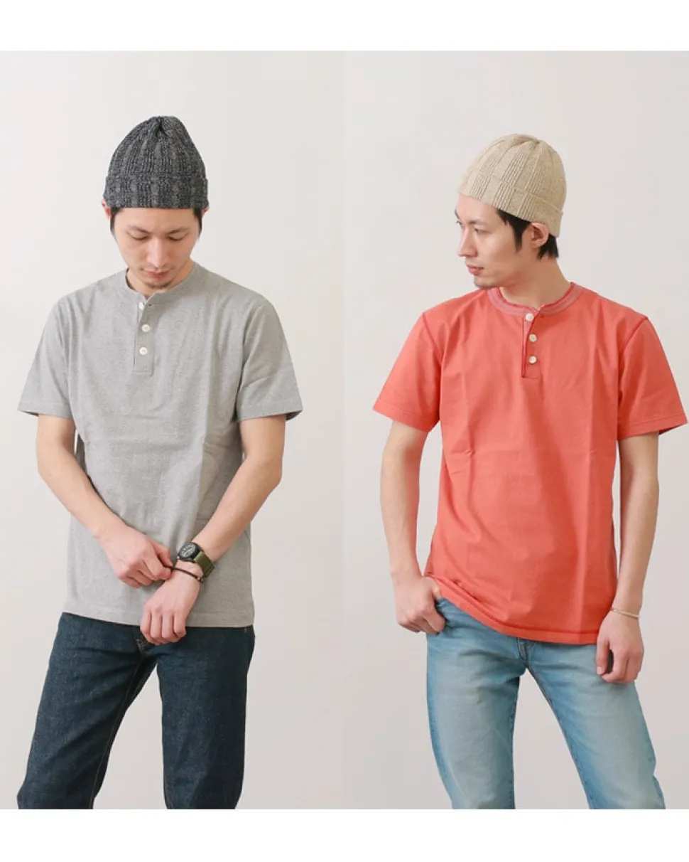 BARNS / BR-8146 Knitsted Henley Neck Short Sleeve Crew Neck T-Shirt