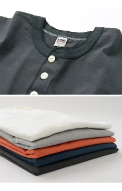 BARNS / BR-8146 Knitsted Henley Neck Short Sleeve Crew Neck T-Shirt