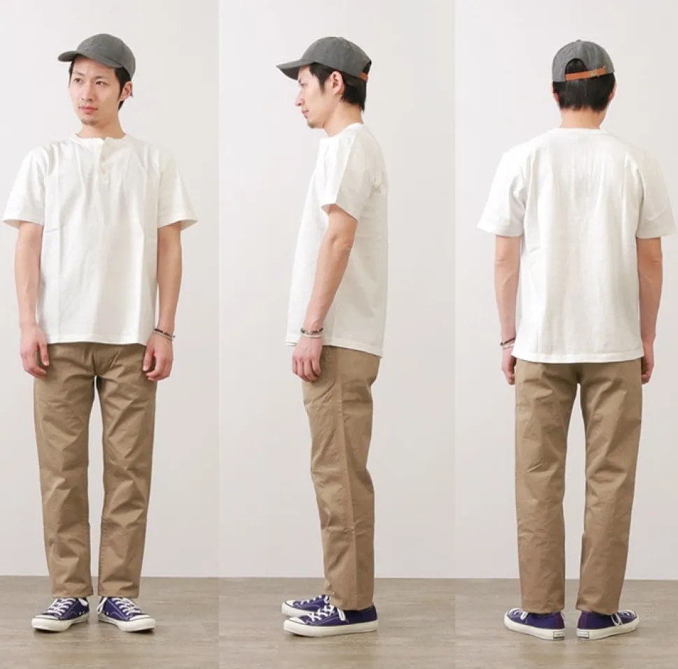 BARNS / BR-8146 Knitsted Henley Neck Short Sleeve Crew Neck T-Shirt