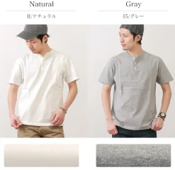 BARNS / BR-8146 Knitsted Henley Neck Short Sleeve Crew Neck T-Shirt
