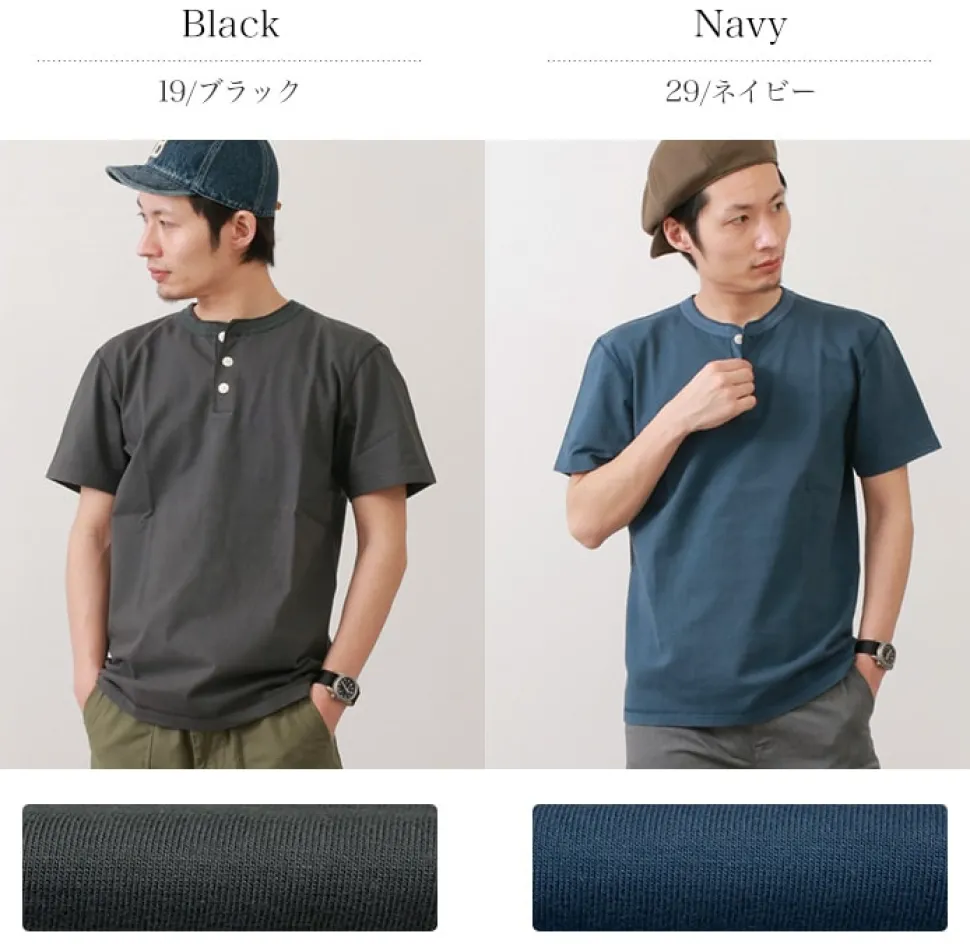 BARNS / BR-8146 Knitsted Henley Neck Short Sleeve Crew Neck T-Shirt