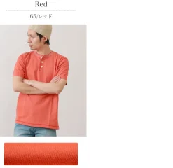 BARNS / BR-8146 Knitsted Henley Neck Short Sleeve Crew Neck T-Shirt