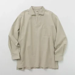 BARNS / Cotton linen skipper button works concho shirt