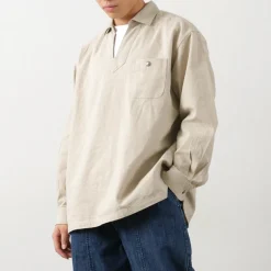 BARNS / Cotton linen skipper button works concho shirt