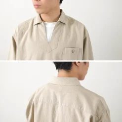 BARNS / Cotton linen skipper button works concho shirt