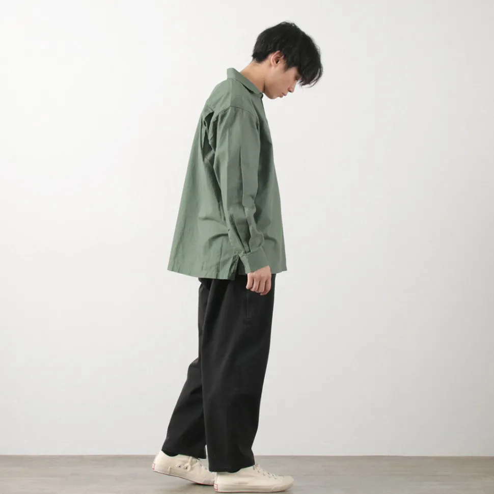 BARNS / Cotton linen skipper button works concho shirt