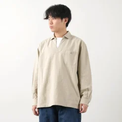 BARNS / Cotton linen skipper button works concho shirt