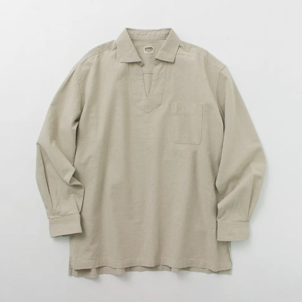 BARNS / Cotton linen skipper button works concho shirt