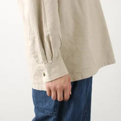 BARNS / Cotton linen skipper button works concho shirt