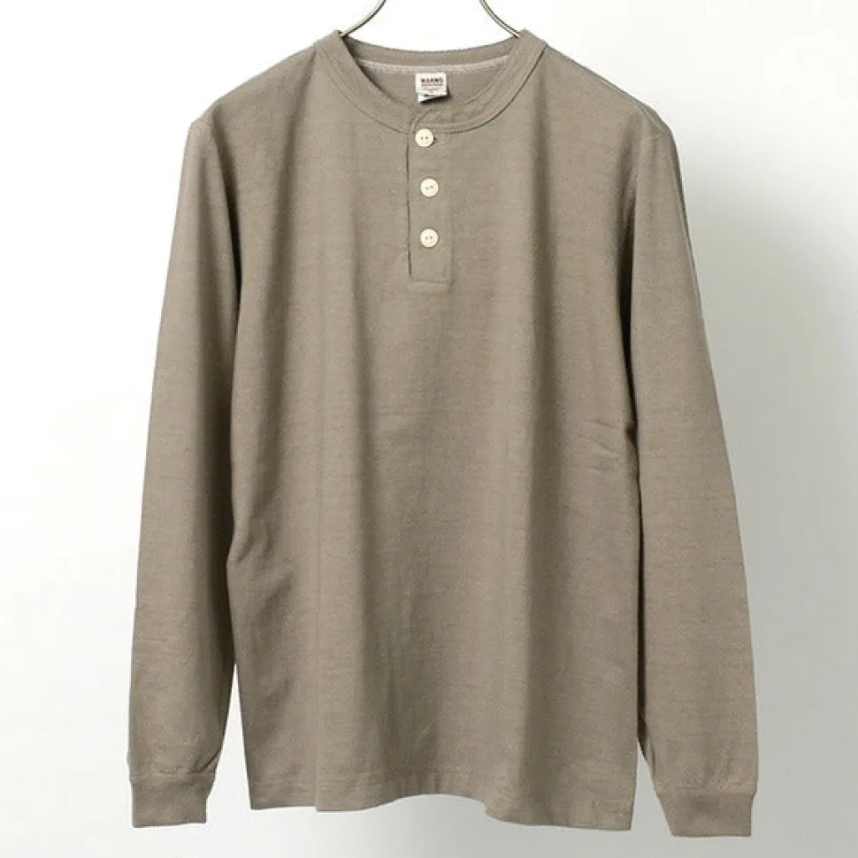 BARNS / COZUN Knit Vintage Long Sleeve Henry Neck T-Shirt