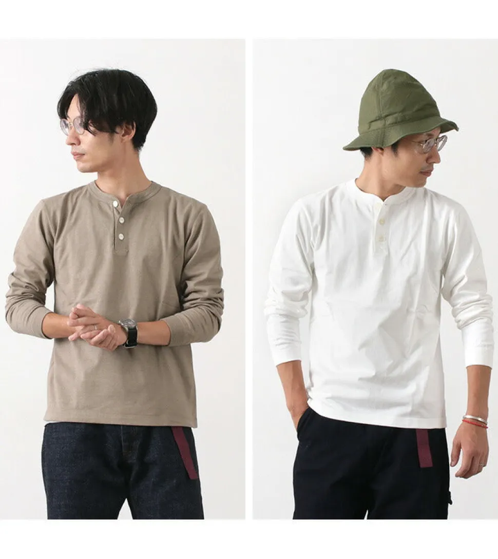 BARNS / COZUN Knit Vintage Long Sleeve Henry Neck T-Shirt