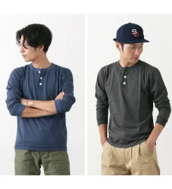 BARNS / COZUN Knit Vintage Long Sleeve Henry Neck T-Shirt