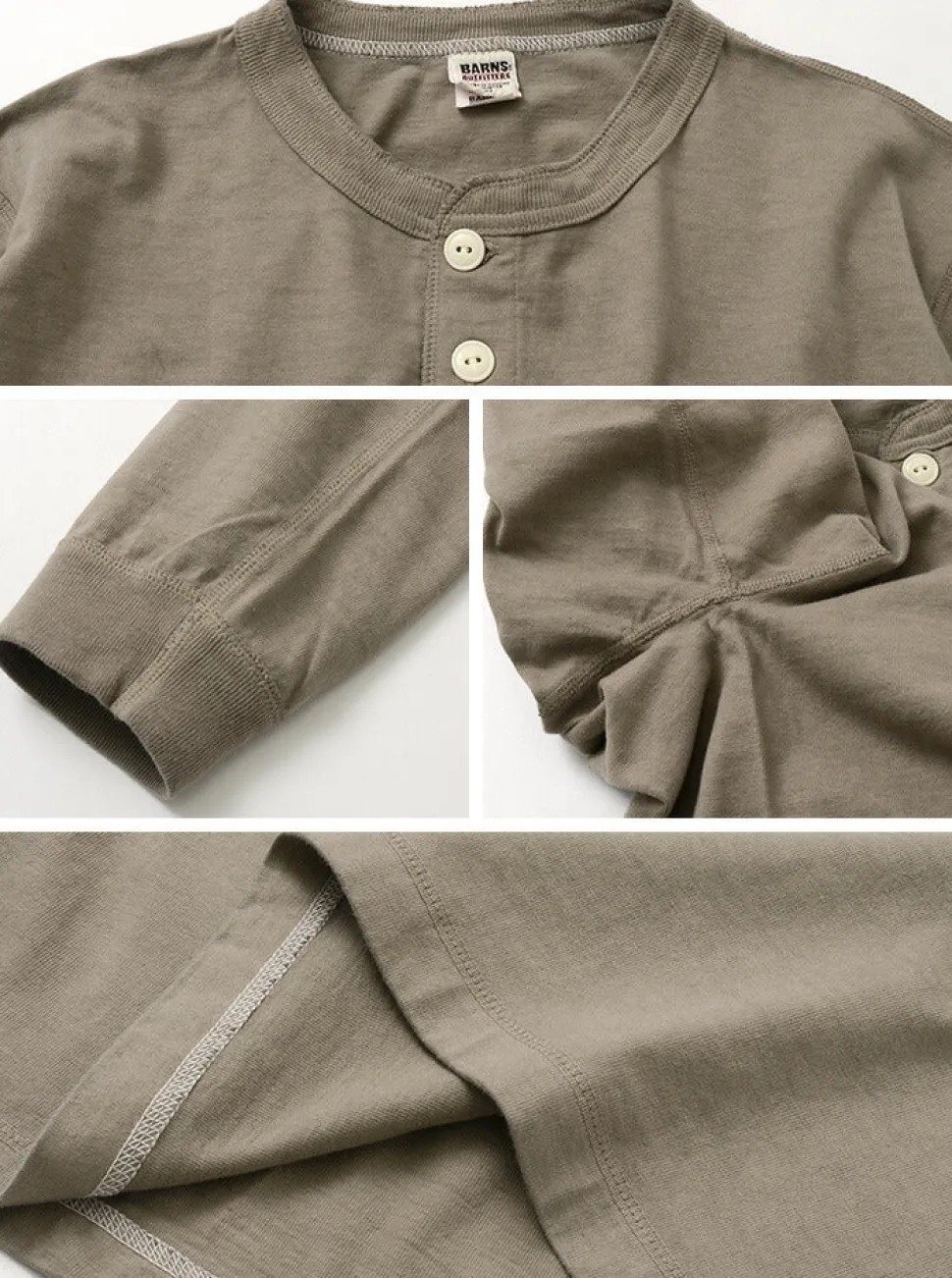 BARNS / COZUN Knit Vintage Long Sleeve Henry Neck T-Shirt