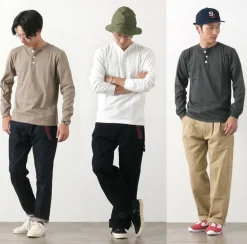 BARNS / COZUN Knit Vintage Long Sleeve Henry Neck T-Shirt