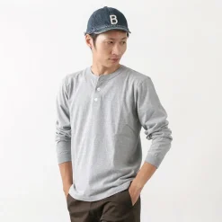 BARNS / COZUN Knit Vintage Long Sleeve Henry Neck T-Shirt
