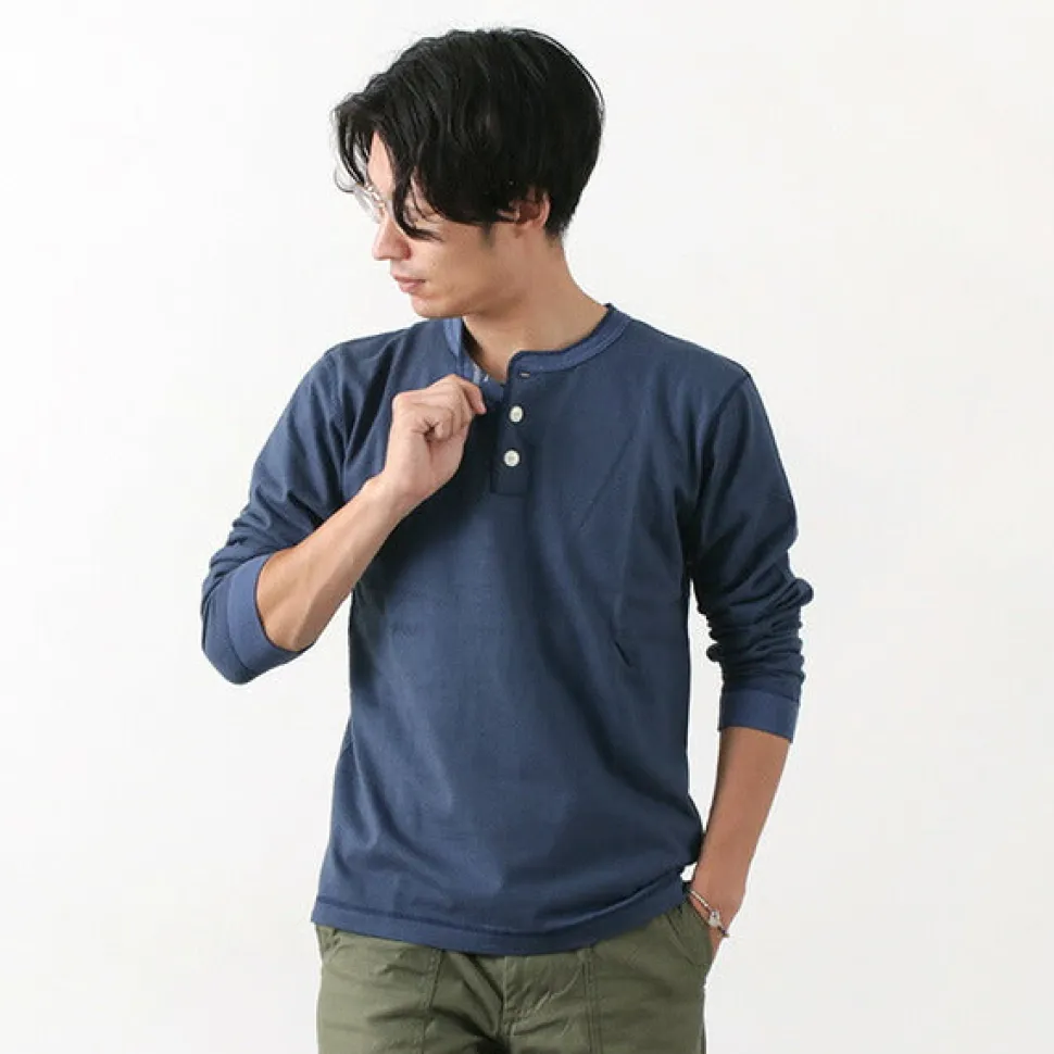 BARNS / COZUN Knit Vintage Long Sleeve Henry Neck T-Shirt