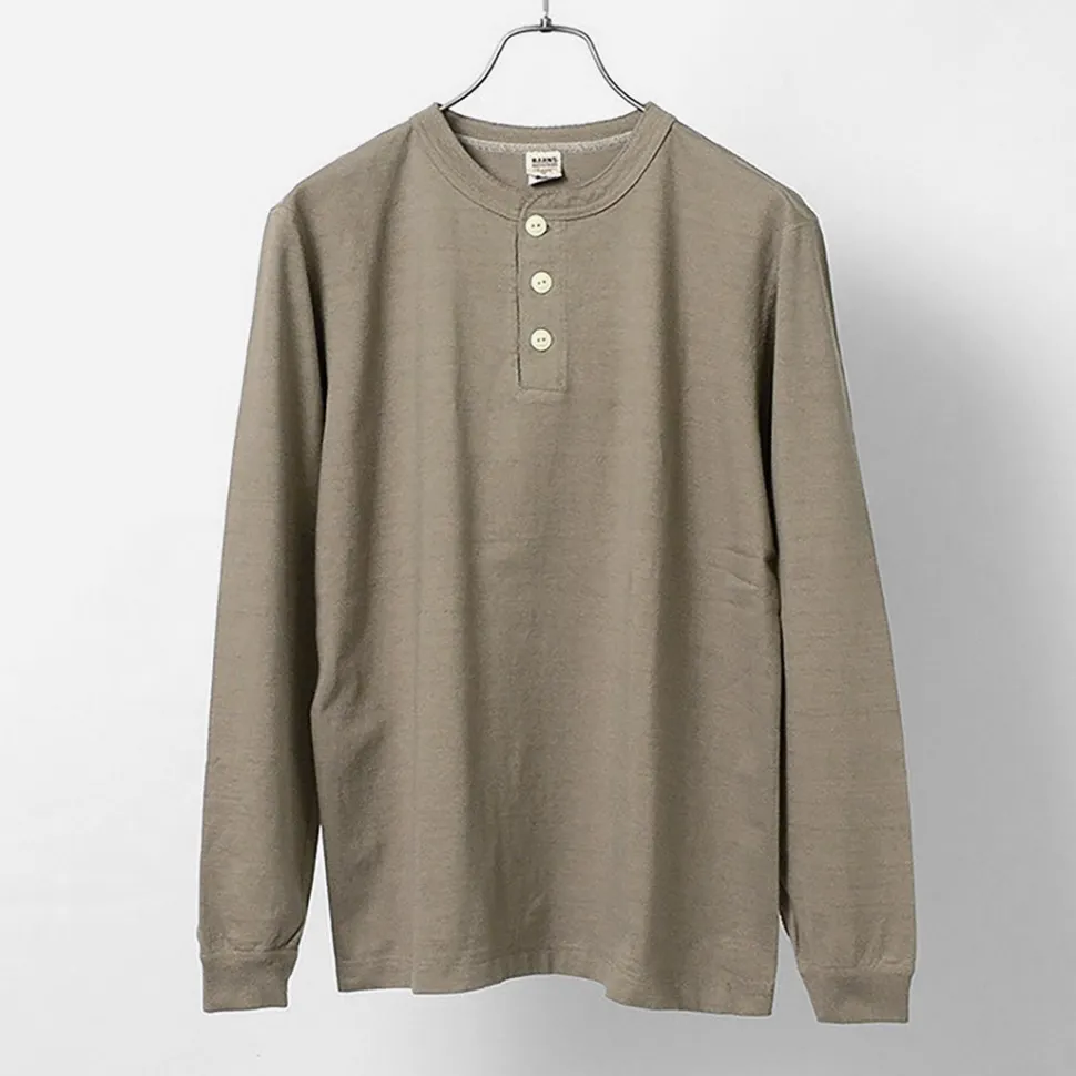BARNS / COZUN Knit Vintage Long Sleeve Henry Neck T-Shirt