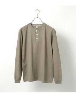 BARNS / COZUN Knit Vintage Long Sleeve Henry Neck T-Shirt