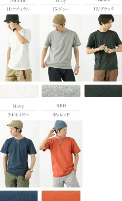 BARNS / Cozun knitted vintage gusset short sleeve crew neck T-shirt