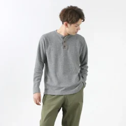 BARNS / Spun Milled Henley Neck Long Sleeve T-Shirt