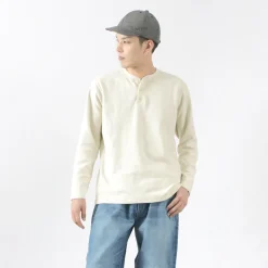 BARNS / Spun Milled Henley Neck Long Sleeve T-Shirt