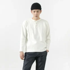 BARNS / Spun Milled Henley Neck Long Sleeve T-Shirt