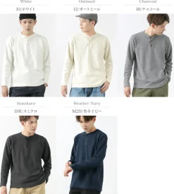 BARNS / Spun Milled Henley Neck Long Sleeve T-Shirt