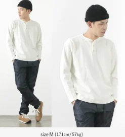 BARNS / Spun Milled Henley Neck Long Sleeve T-Shirt