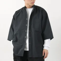 BURLAP OUTFITTER / 7/10 Sleeve Band Collar Shirt