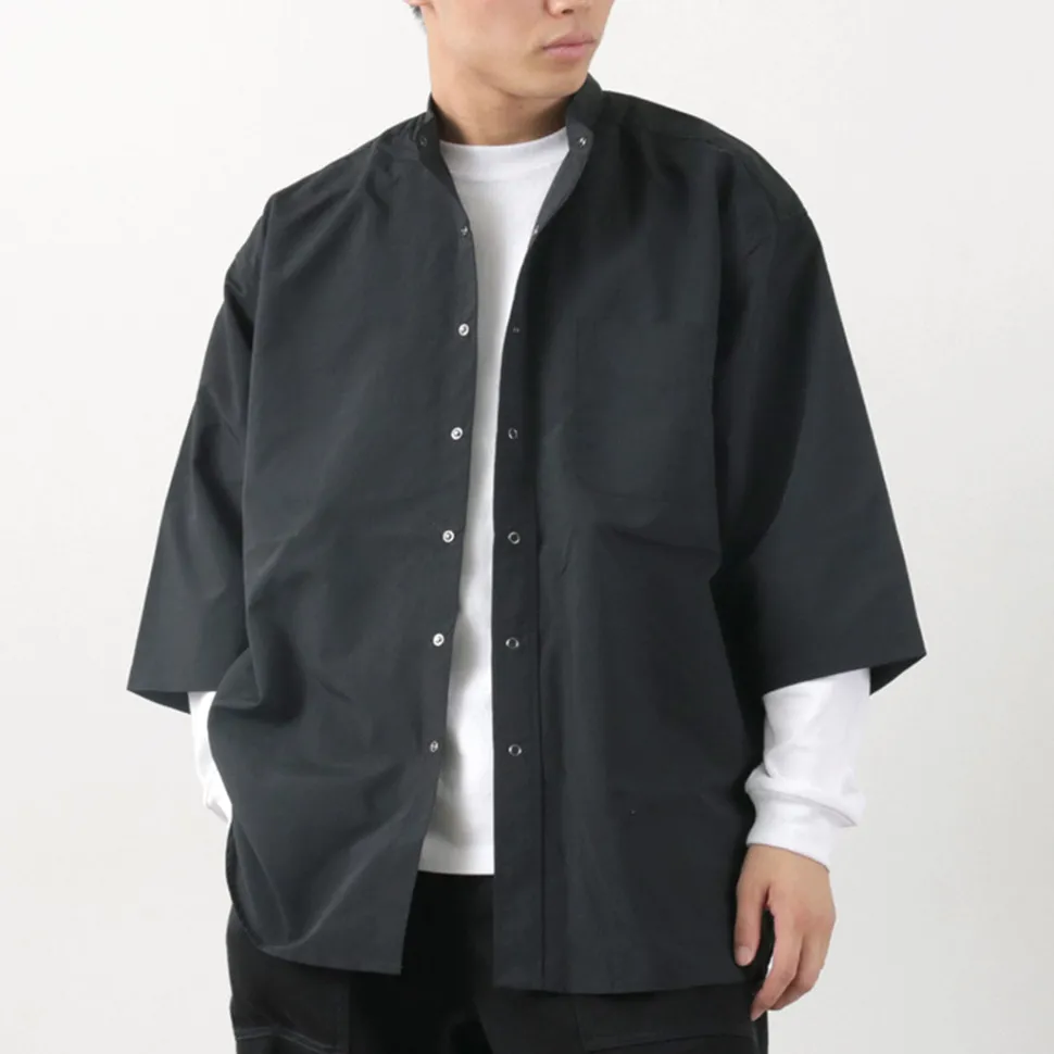 BURLAP OUTFITTER / 7/10 Sleeve Band Collar Shirt