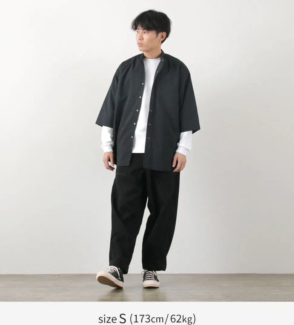 BURLAP OUTFITTER / 7/10 Sleeve Band Collar Shirt