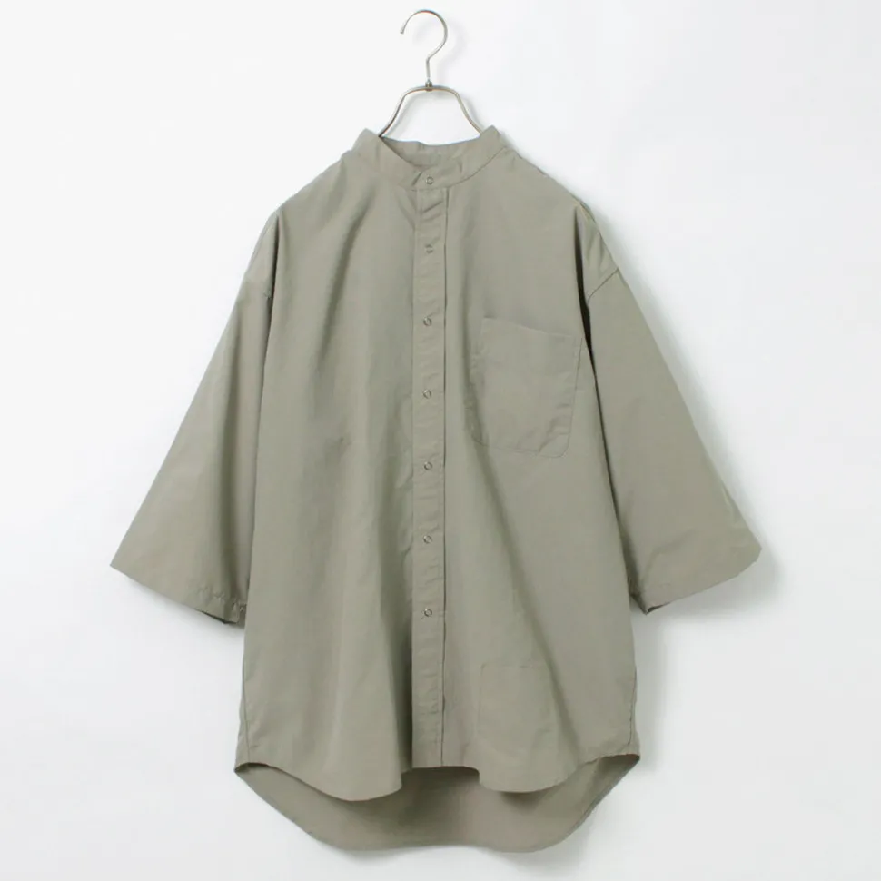 BURLAP OUTFITTER / 7/10 Sleeve Band Collar Shirt