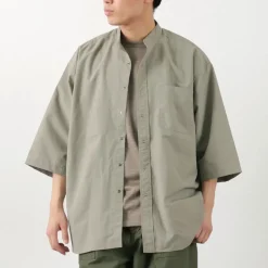 BURLAP OUTFITTER / 7/10 Sleeve Band Collar Shirt
