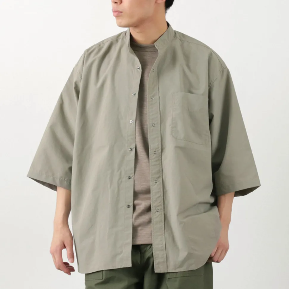 BURLAP OUTFITTER / 7/10 Sleeve Band Collar Shirt