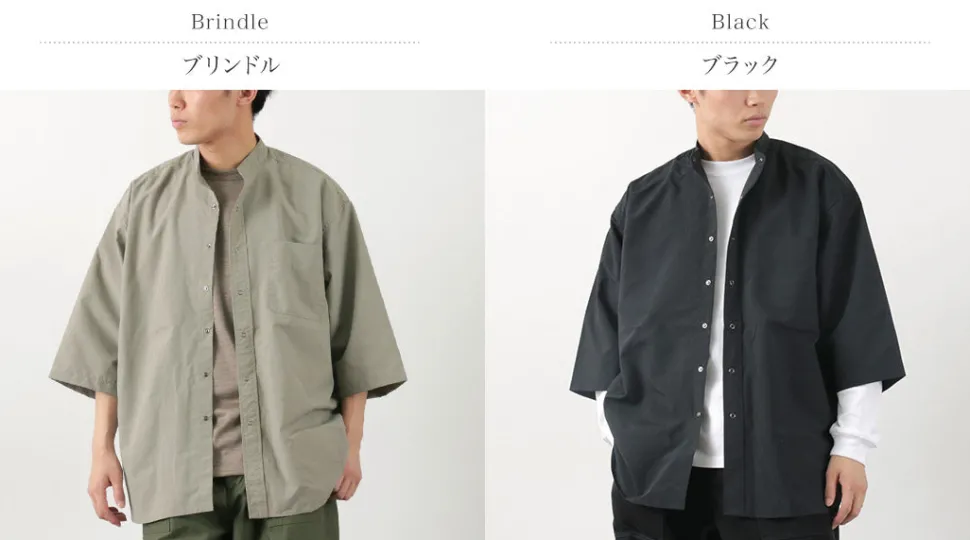 BURLAP OUTFITTER / 7/10 Sleeve Band Collar Shirt