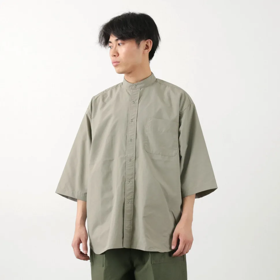 BURLAP OUTFITTER / 7/10 Sleeve Band Collar Shirt