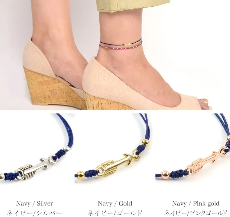 CHALISA T.. / Arrow Silver Notched Cord Anklet