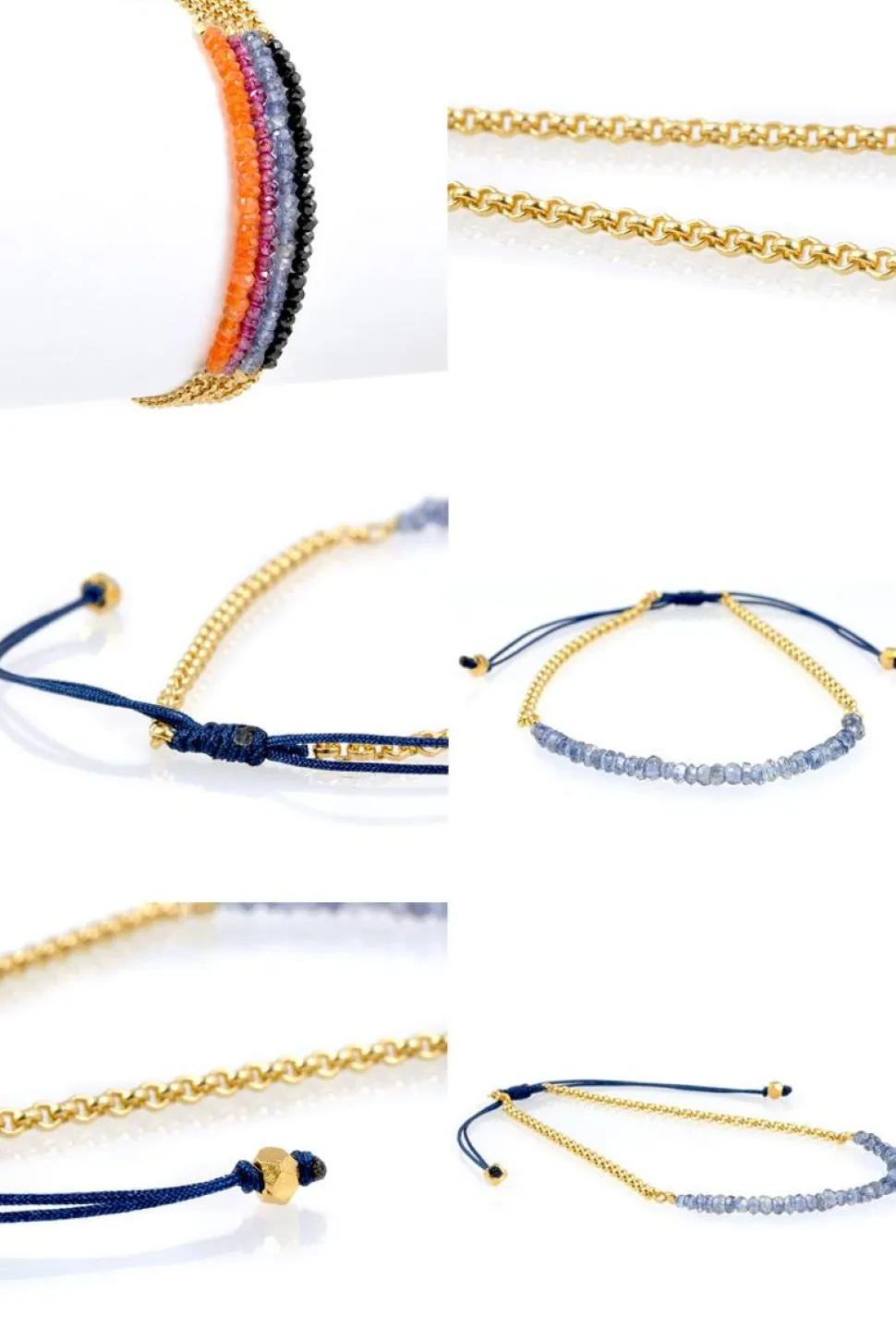 CHALISA T.. / Chain Stone Beads Notched Cord Anklet