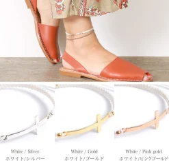 CHALISA T.. / Flattened Silver Cross Knotted Cord Anklet