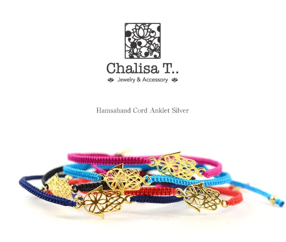 CHALISA T.. / Hamsa Hand Notched Cord Anklet